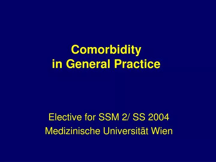 comorbidity in general practice