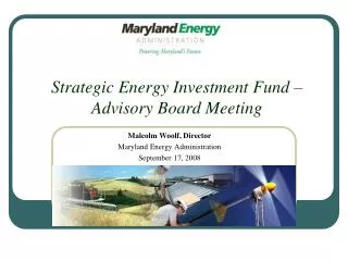 Strategic Energy Investment Fund – Advisory Board Meeting