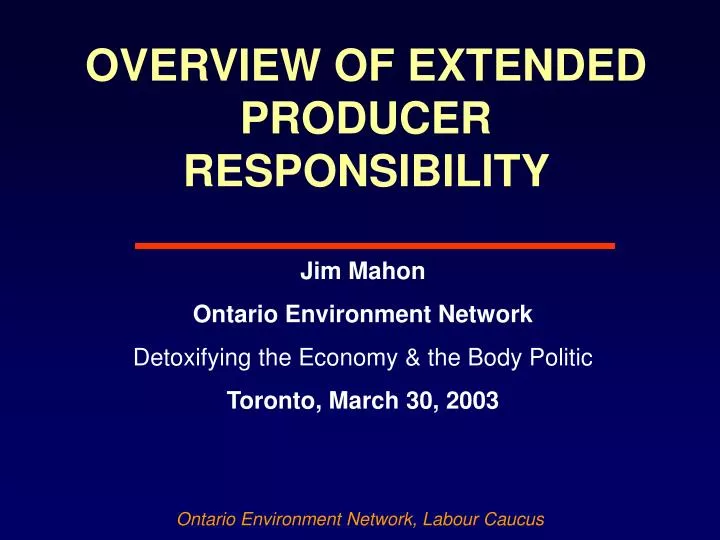 overview of extended producer responsibility