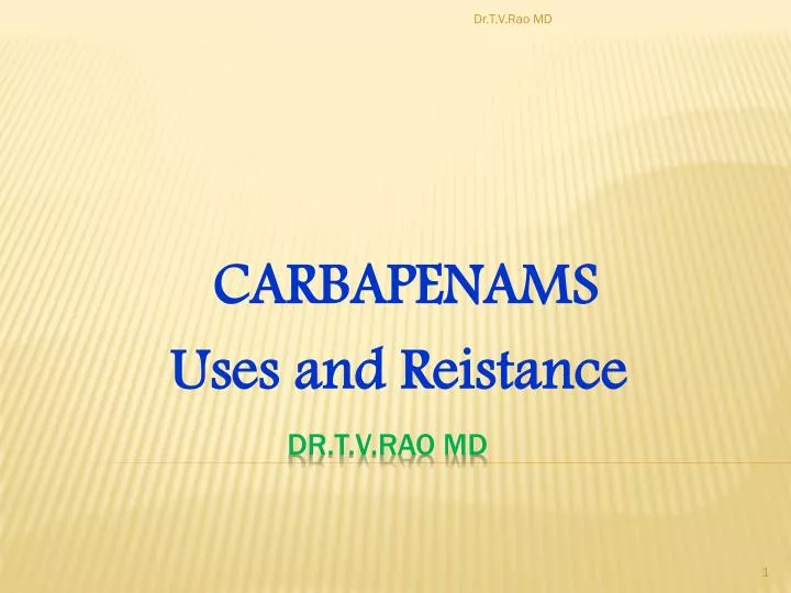 carbapenams uses and reistance
