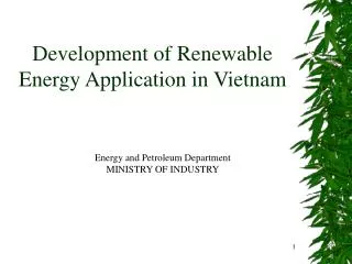 Development of Renewable Energy Application in Vietnam