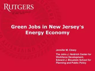 Green Jobs in New Jersey ’ s Energy Economy