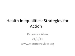 Health Inequalities: Strategies for Action