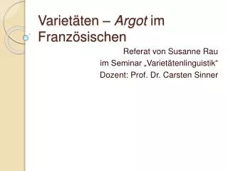 variet ten argot im franz sischen