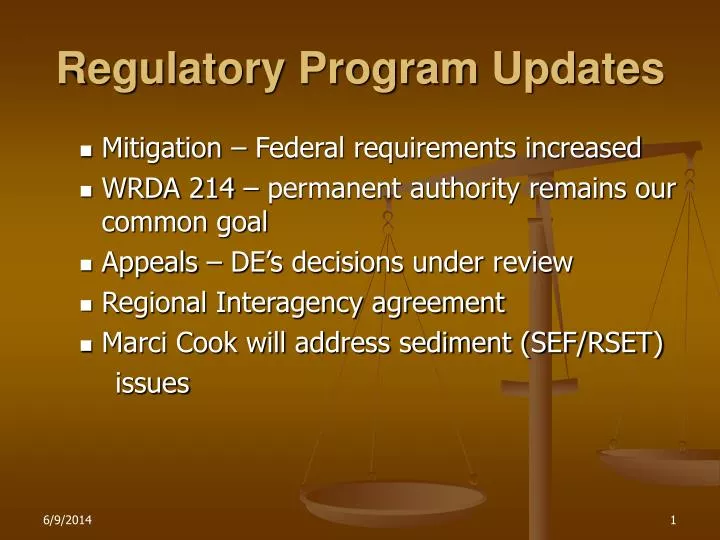 regulatory program updates