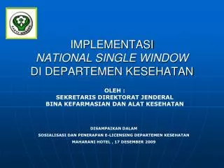 implementasi national single window di departemen kesehatan