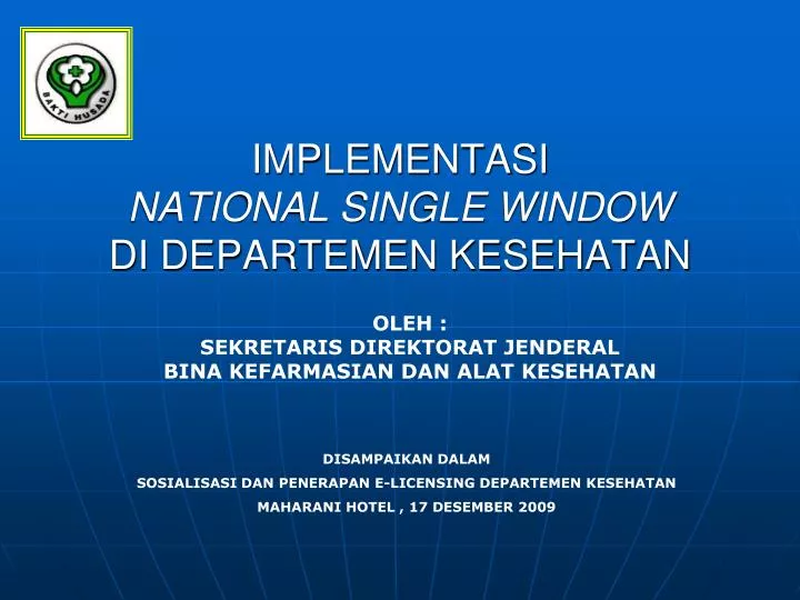 implementasi national single window di departemen kesehatan