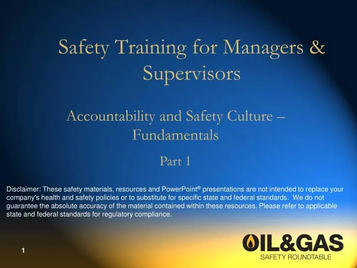 safety training for managers supervisors