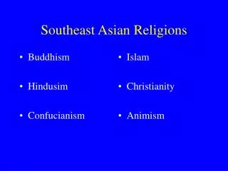 Southeast Asian Religions