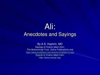 Ali: Anecdotes and Sayings