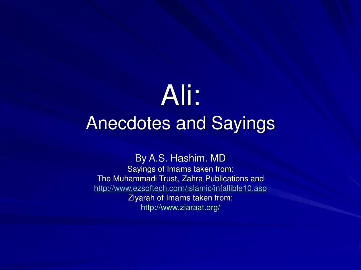 ali anecdotes and sayings