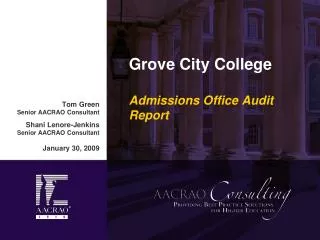 Grove City College Admissions Office Audit Report