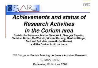 2 nd European Review Meeting on Severe Accident Research ERMSAR-2007 Karlsruhe, 12-14 June 2007