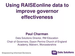 Using RAISEonline data to improve governor effectiveness