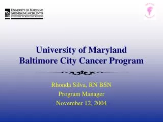 University of Maryland Baltimore City Cancer Program