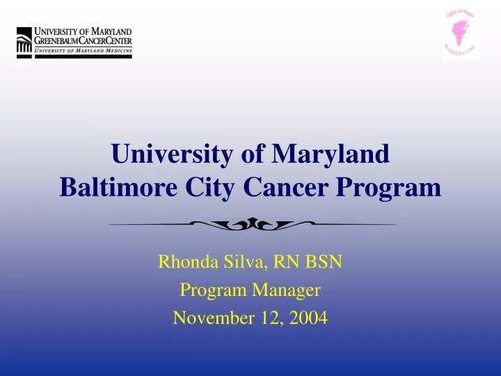 university of maryland baltimore city cancer program