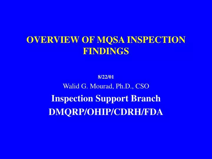 overview of mqsa inspection findings