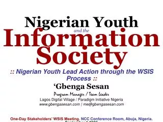 Nigerian Youth and the Information Society
