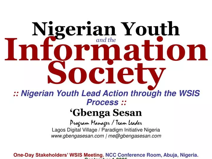 nigerian youth and the information society