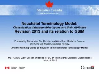 Neuchâtel Terminology Model: Classification database object types and their attributes Revision 2013 and its relation to