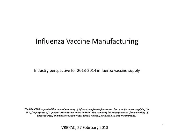 influenza vaccine manufacturing