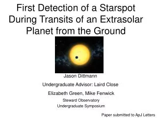 First Detection of a Starspot During Transits of an Extrasolar Planet from the Ground