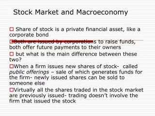 Stock Market and Macroeconomy