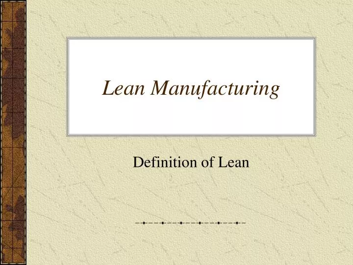 lean manufacturing