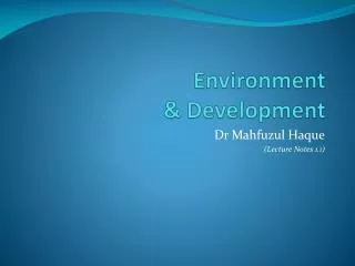 Environment &amp; Development