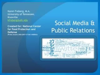 Social Media &amp; Public Relations
