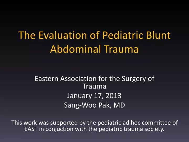 the evaluation of pediatric blunt abdominal trauma