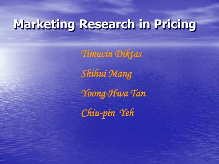 marketing research in pricing