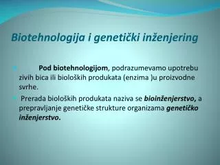 Biotehnologija i genetički inženjering