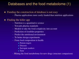 Databases and the food metabolome (1)