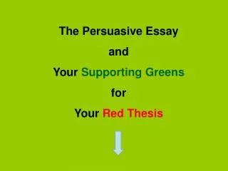 The Persuasive Essay and Your Supporting Greens for Your Red Thesis
