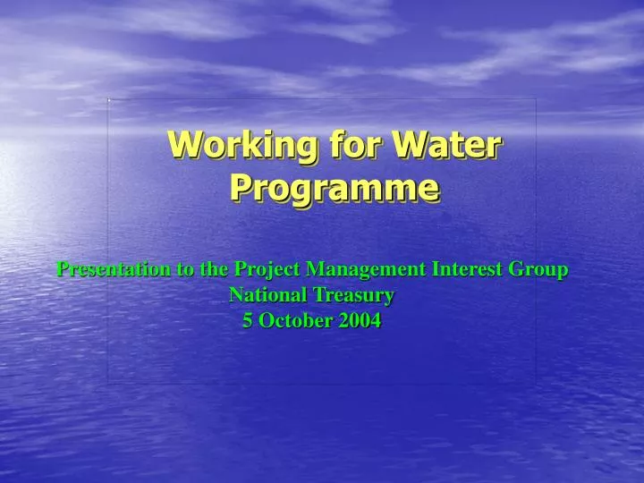 working for water programme