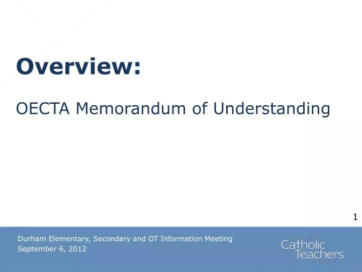 overview oecta memorandum of understanding