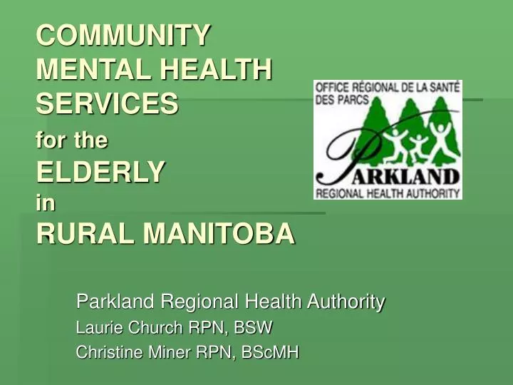 community mental health services for the elderly in rural manitoba