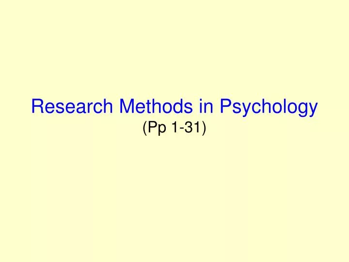 research methods in psychology pp 1 31