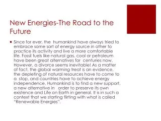 New Energies-The Road to the Future