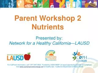Parent Workshop 2 Nutrients