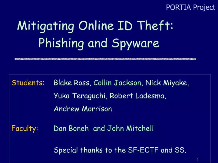 mitigating online id theft phishing and spyware
