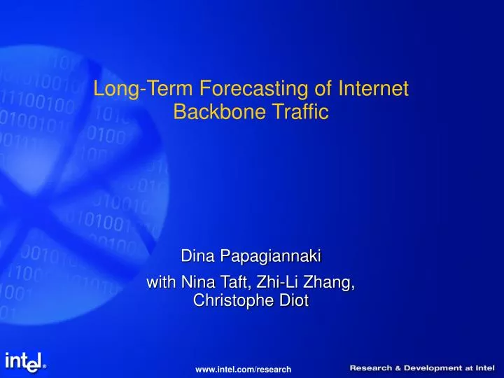 long term forecasting of internet backbone traffic