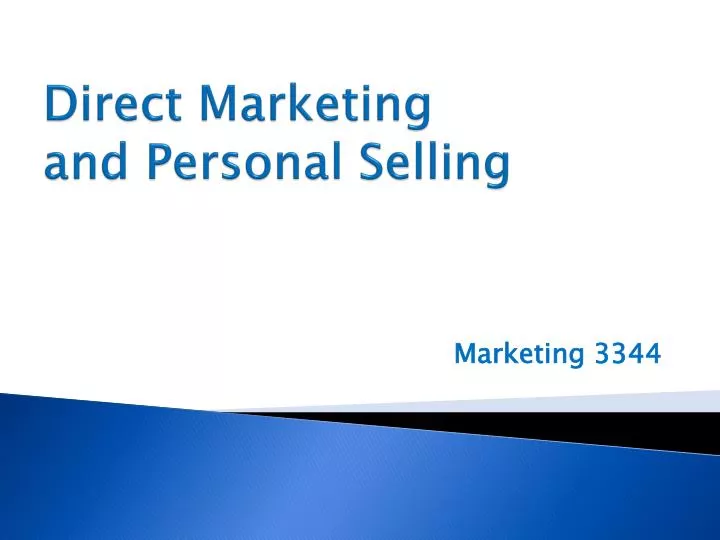 direct marketing and personal selling