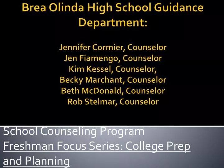 school counseling program freshman focus series college prep and planning