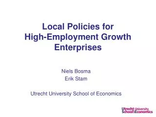 Local Policies for High-Employment Growth Enterprises