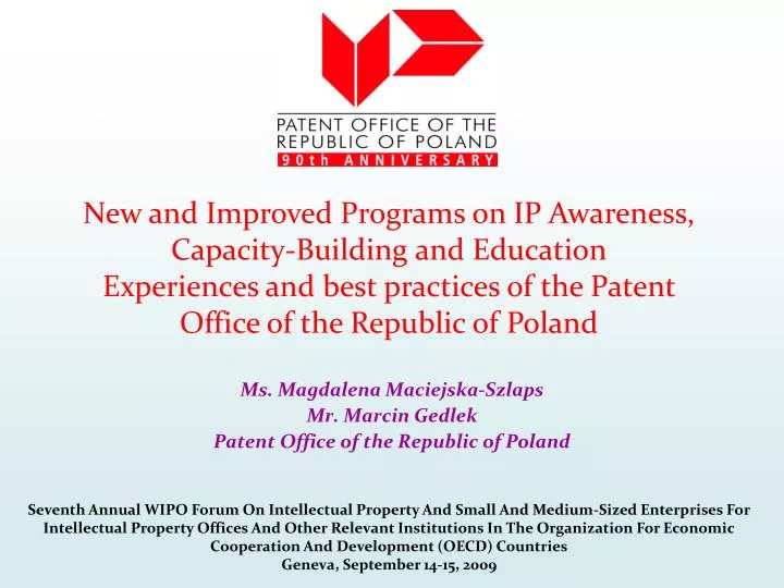 ms magdalena maciejska szlaps mr marcin gedlek patent office of the republic of poland
