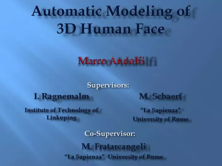 automatic modeling of 3d human face
