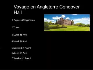 Voyage en Angleterre Condover Hall