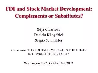 FDI and Stock Market Development: Complements or Substitutes?